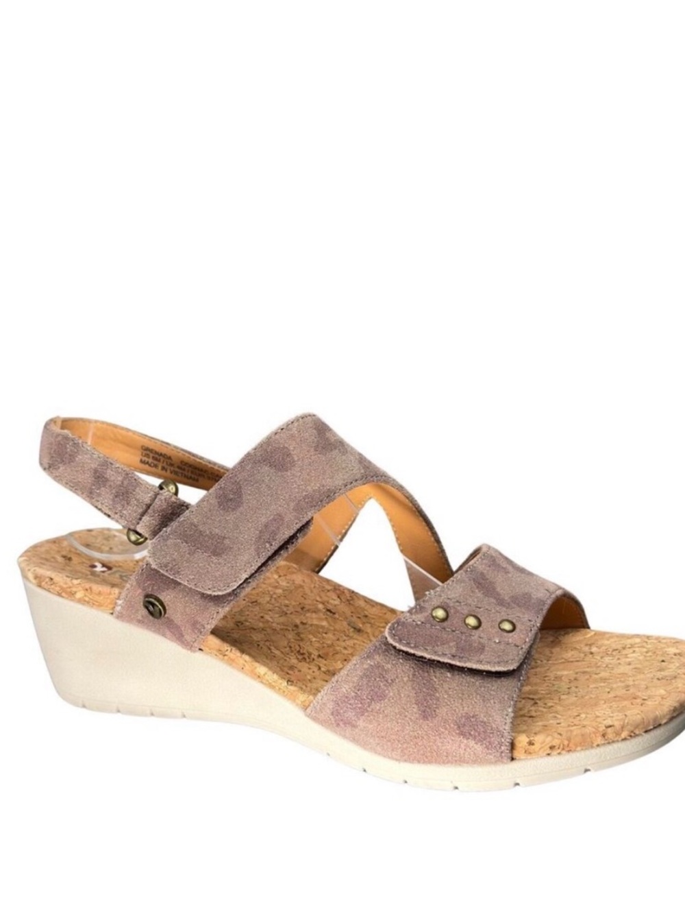 Revere Sandals EU 37 US 6 Cognac Camo Grenada Wedge Adjustable Open Toe